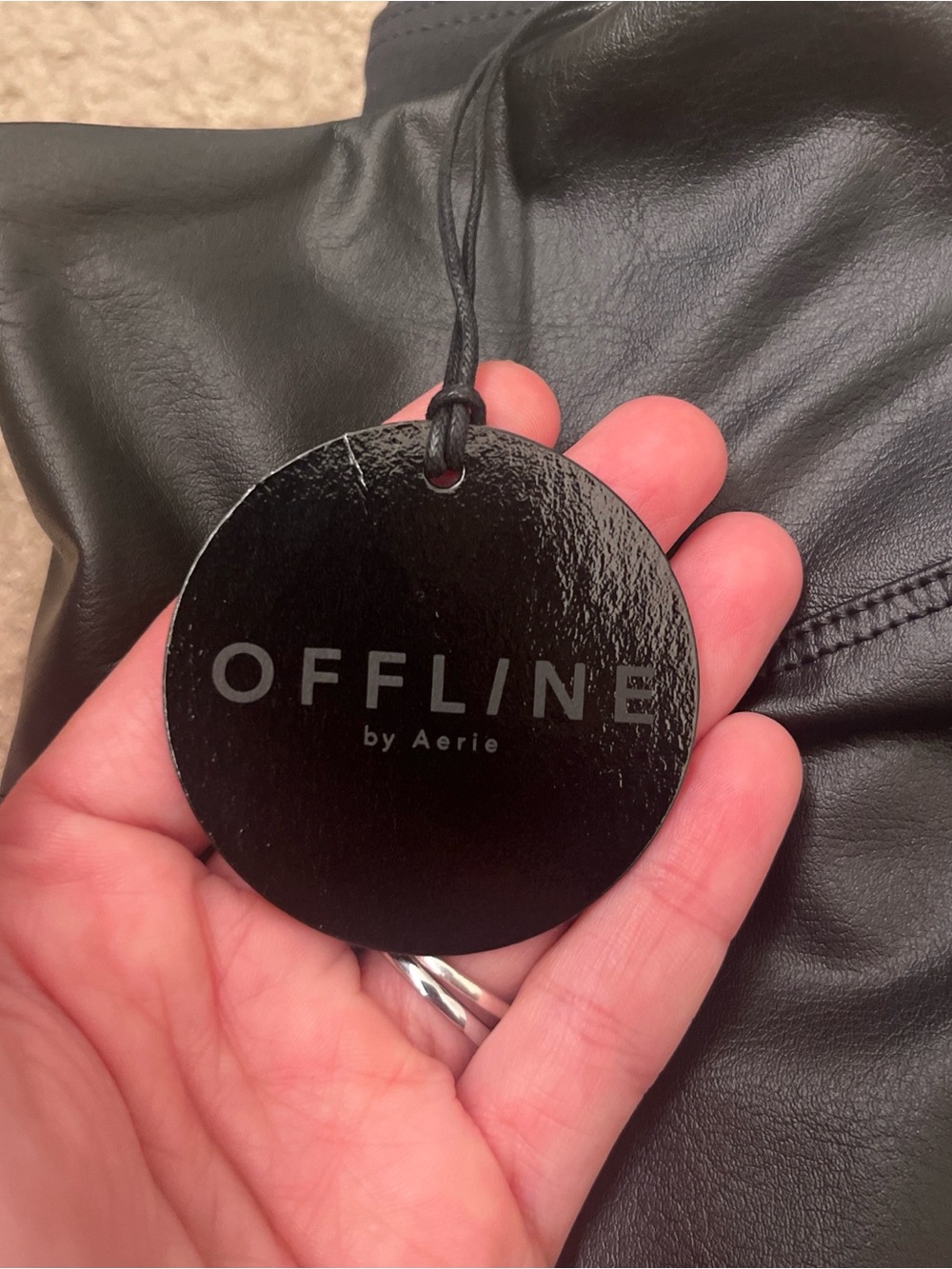 Offline by Aerie Faux Leather Black Leggings - Picture 2 of 3